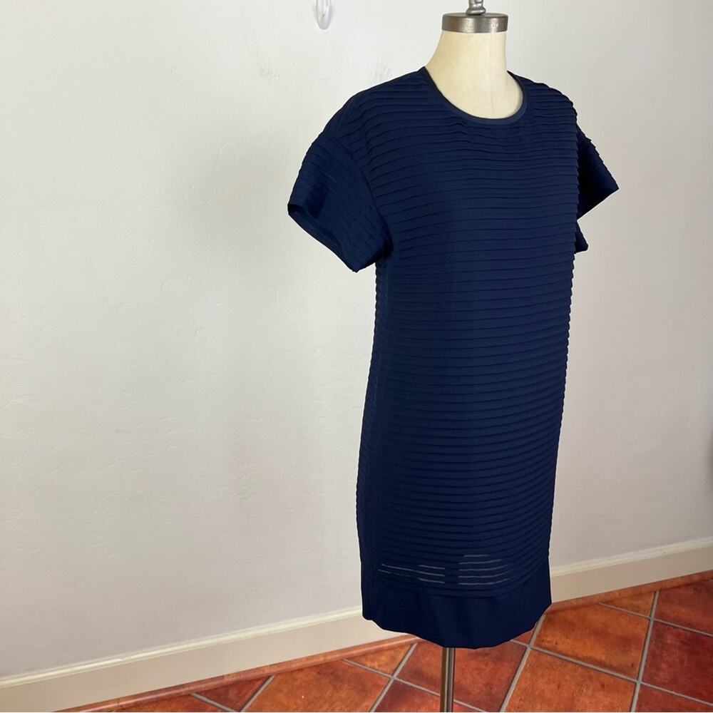 J. Crew Navy Tiered Capped Sleeve Shift Dress - Picture 2 of 7